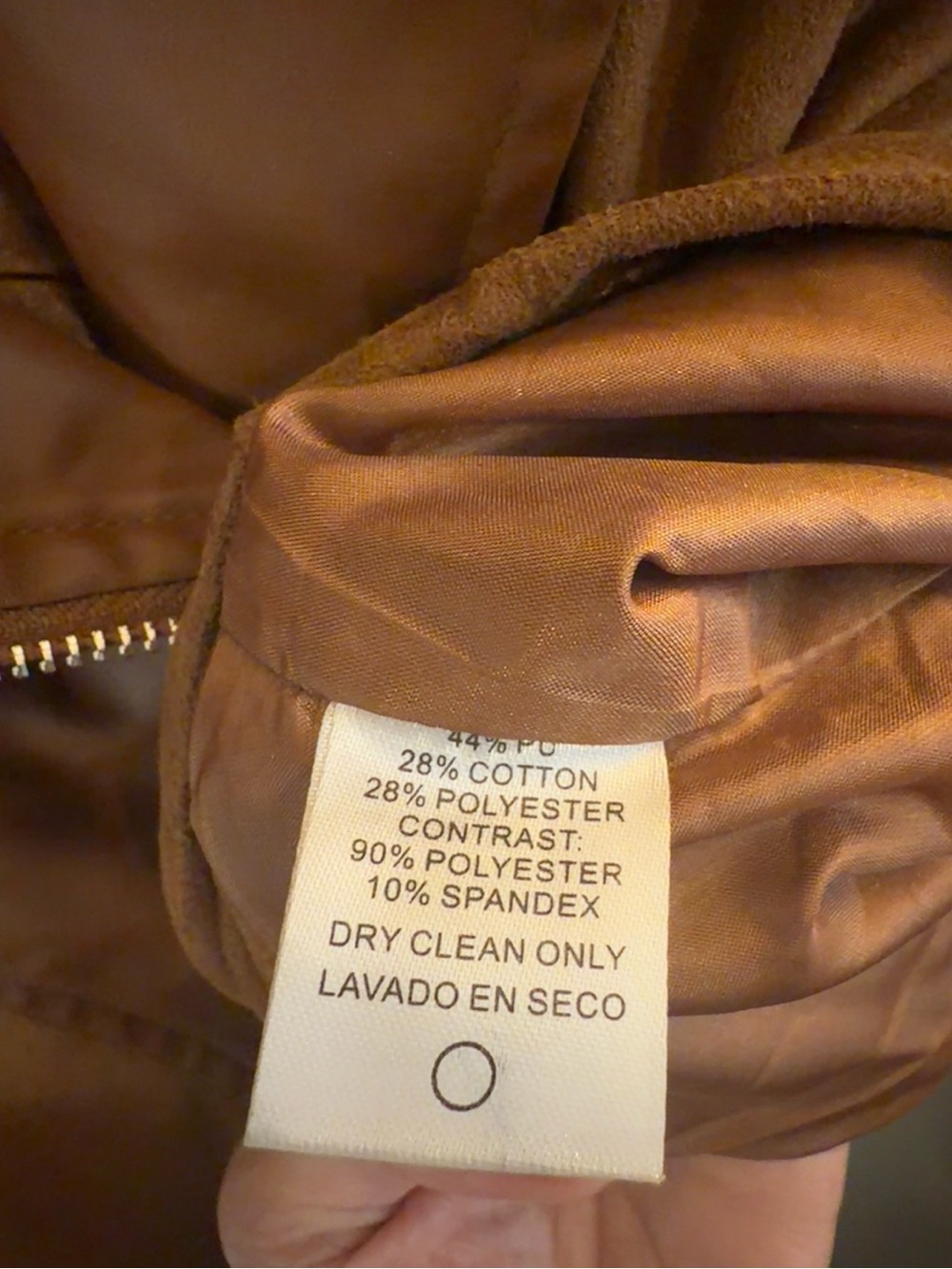 Fashion Nova Faux Suede Moto Jacket Women’s Large Cognac Brown Asymmetrical Zip - Picture 5 of 6
